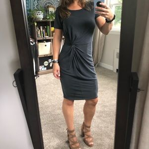 SM matte navy dress w/ side knot, NEVER BEEN WORN!